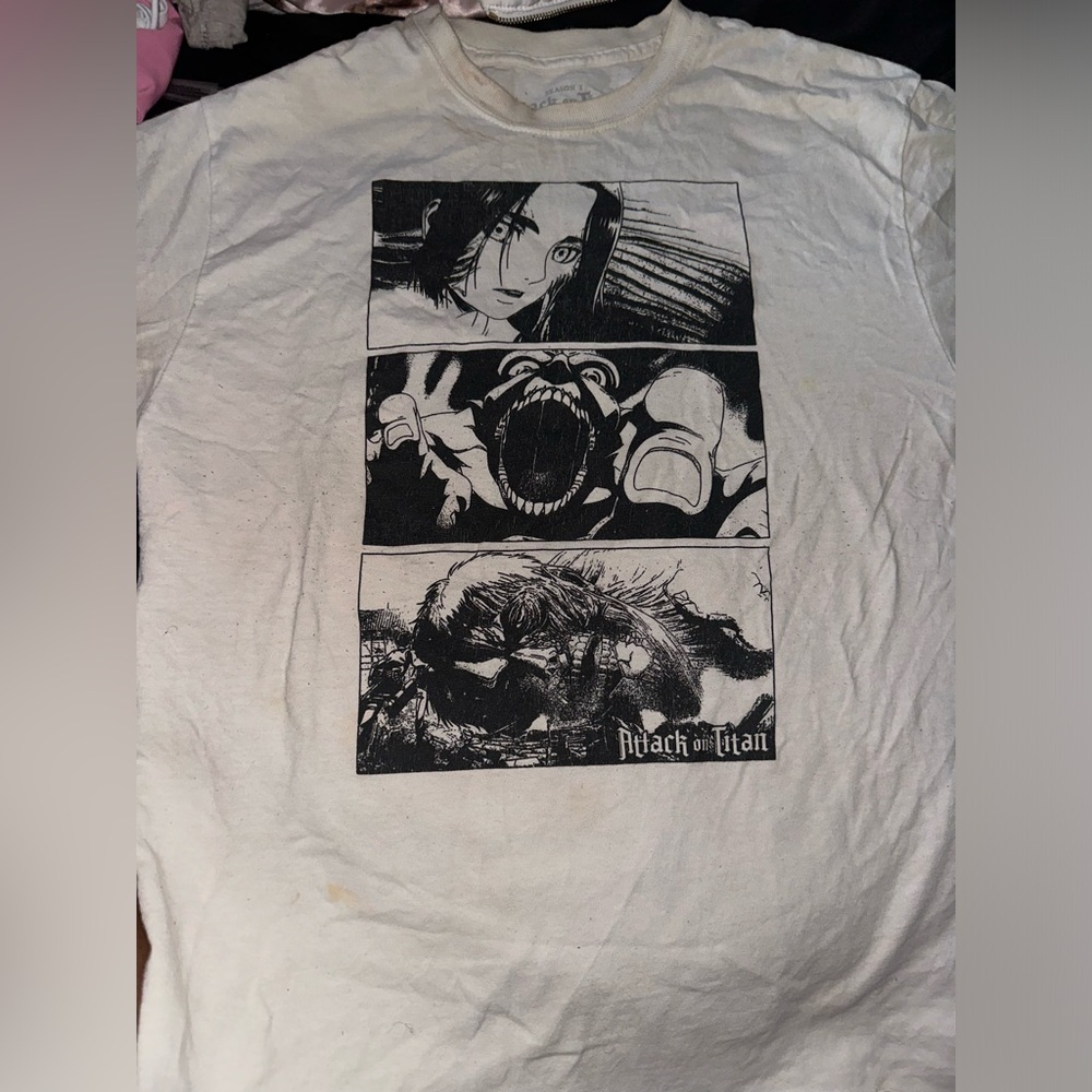 White attack on titan graphic t-shirt